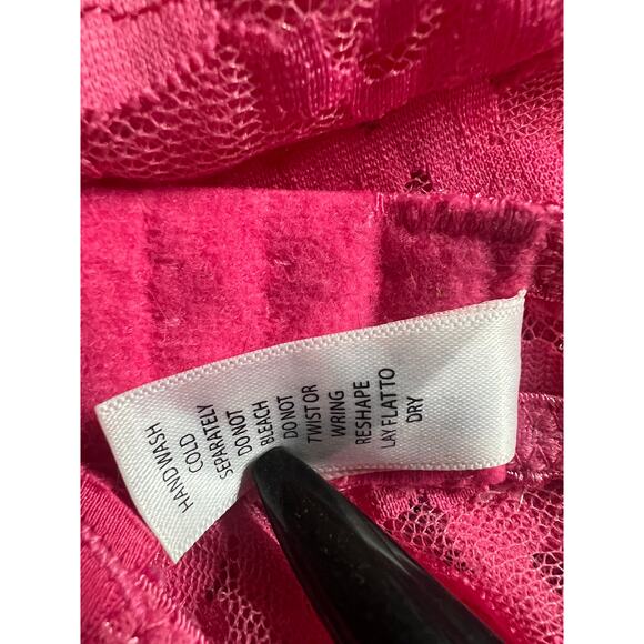 Jezebel Hot Pink Pushup Lace Bustier With Keyhole And Laceup Details Size M - Picture 5 of 7